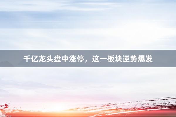 千亿龙头盘中涨停，这一板块逆势爆发